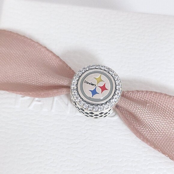 Pandora Pittsburgh Steelers NFL Logo Charm Bead S925 Silver with box - Picture 3 of 8